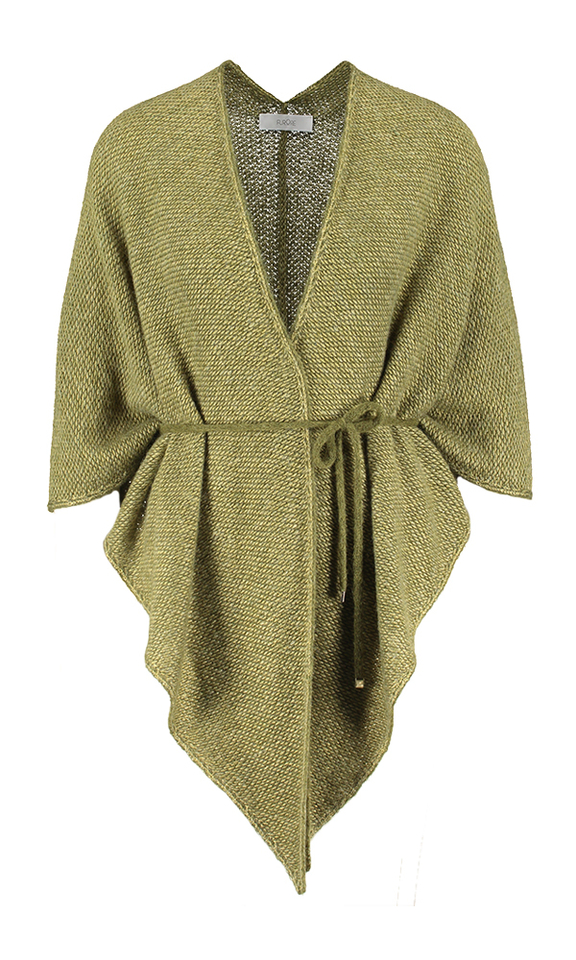 Groene wollen poncho met lint Polsa Furore