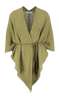 Groene wollen poncho met lint Polsa Furore