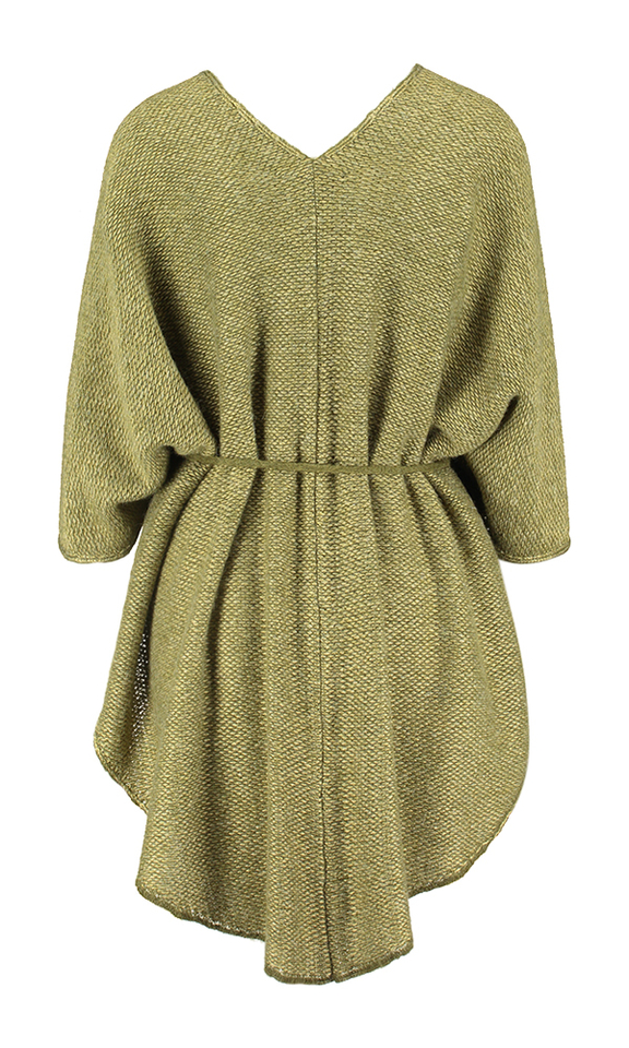 Groene wollen poncho met lint Polsa Furore