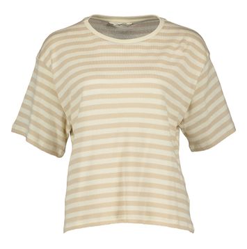 Ecru T-shirt met beige strepen Bahara Ss Pullover Msch Copenhagen