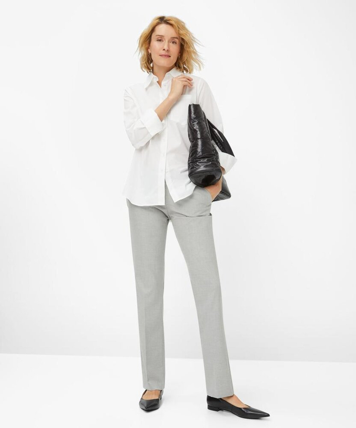 Licht grijze geklede broek met bandplooien Brax 