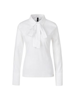 Marc Cain collections Witte bloes met lint aan kraag Marccain