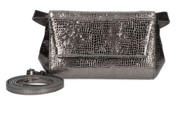 Zilverkleurige metallix clutch Ikon Clutch Kaai