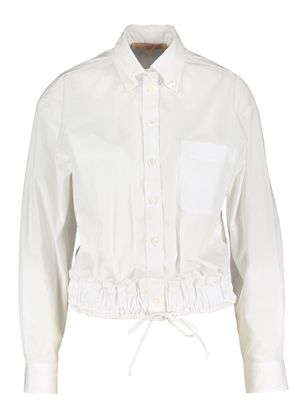 La Camicia Witte katoenen hemdblouse met gestropt detail