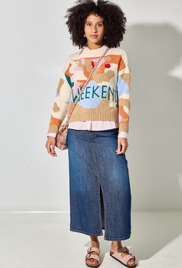 Blauwe jeansrok met split Gelada Max Mara