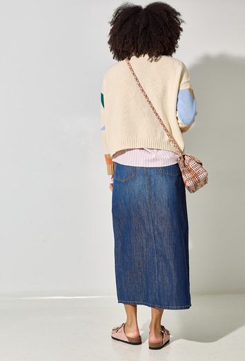 Blauwe jeansrok met split Gelada Max Mara