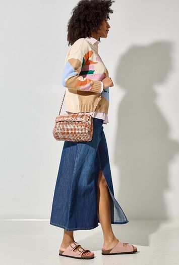 Blauwe jeansrok met split Gelada Max Mara