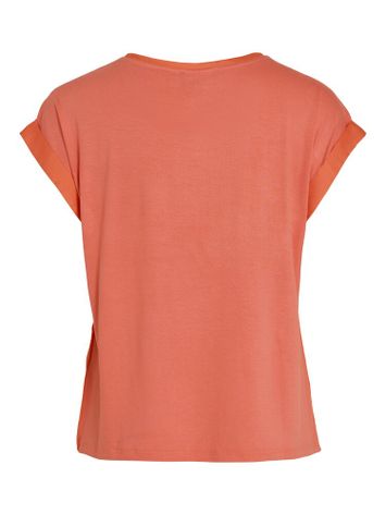 Koraalkleurige top met ronde hals Vielette Vila