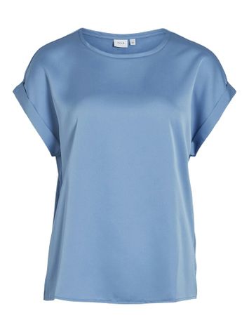 Blauwkleurige top met ronde hals Vielette Vila