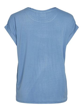 Blauwkleurige top met ronde hals Vielette Vila