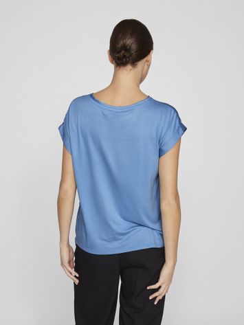Blauwkleurige top met ronde hals Vielette Vila
