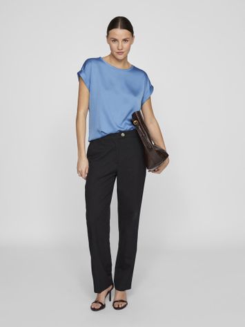 Blauwkleurige top met ronde hals Vielette Vila