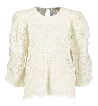 Stella Nova Ecru bloes in broderie met pofmouw