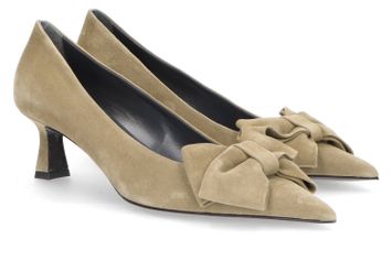 Groenbeige pumps met trechterhak Natan