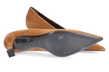 Cognac suede pump met trechterhak  Brandy Natan 