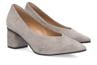 Voltan Cabiria verdi suede pumps met blokhak
