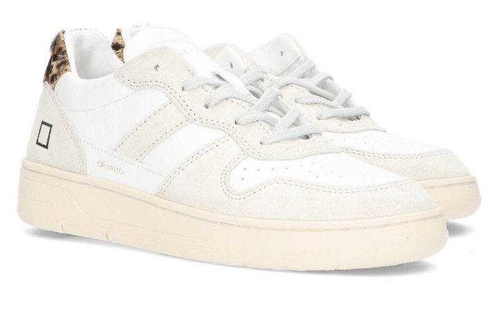 White/Leopard lage sneakers D.A.T.E