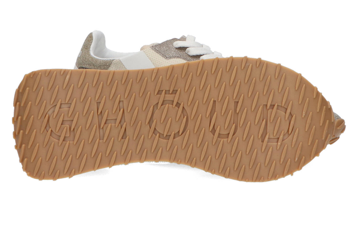 Beige lage sneakers met goudkleurige glanzende details Ghoud