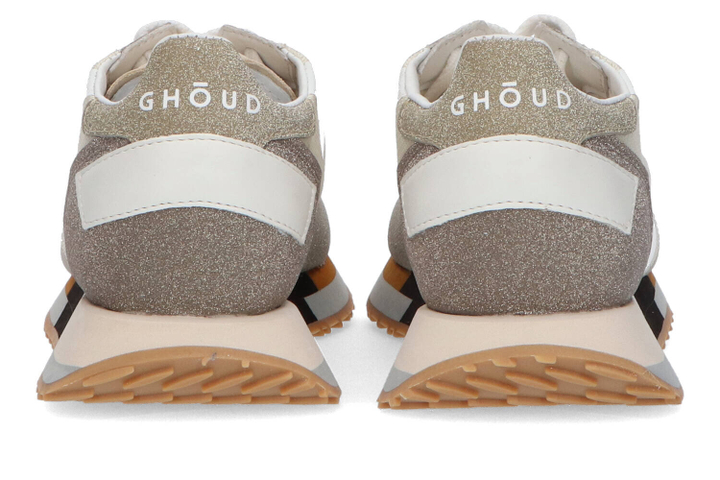 Beige lage sneakers met goudkleurige glanzende details Ghoud