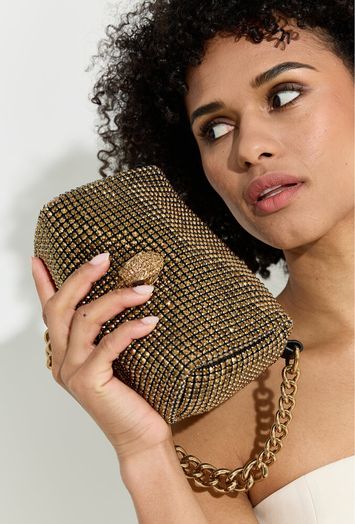 Handtas met goudkleurige strass Party Pochet Kurt Geiger