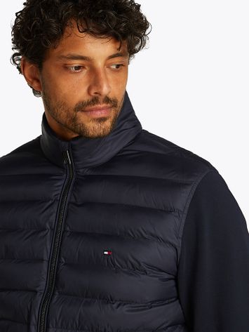Donkerblauwe puffed jacket met rits Tommy Hilfiger
