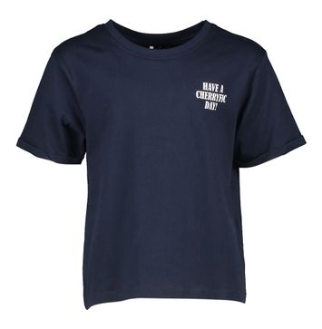Donkerblauwe katoenen t-shirt met print op de achterkant Name It