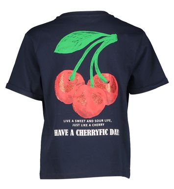 Donkerblauwe katoenen t-shirt met print op de achterkant Name It