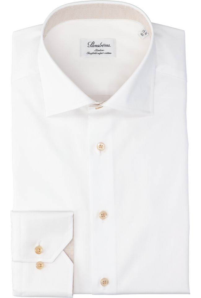 Wit katoenen hemd (slim fit) met lange mouwen Stenströms