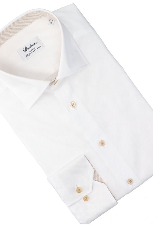 Wit katoenen hemd (slim fit) met lange mouwen Stenströms