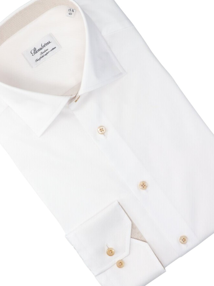 Wit katoenen hemd (slim fit) met lange mouwen Stenströms