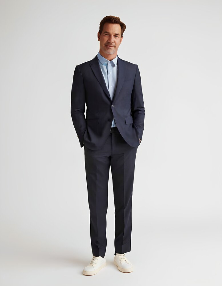 Donkerblauwe kostuum blazer Dressler