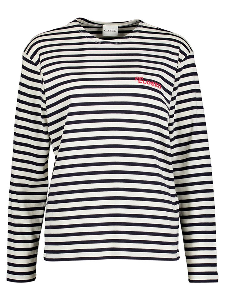 Blauw/ecru gestreepte t-shirt Closed 