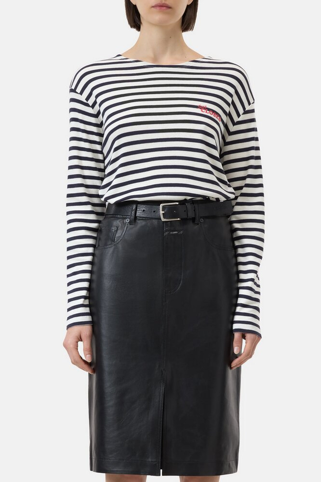 Blauw/ecru gestreepte t-shirt Closed 