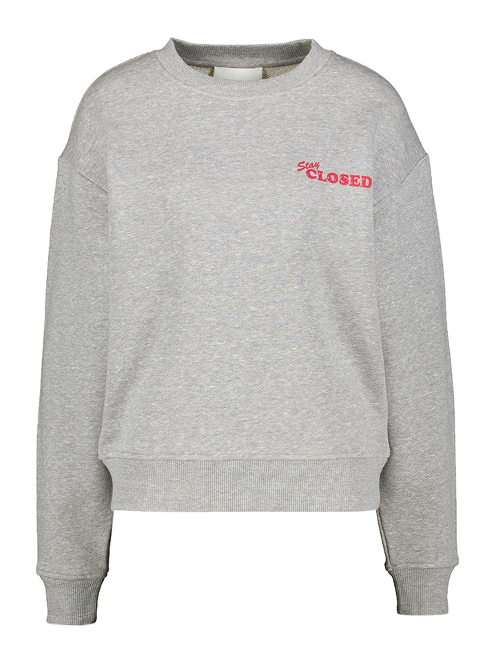 Grijze katoenen sweater met rode opdruk Closed