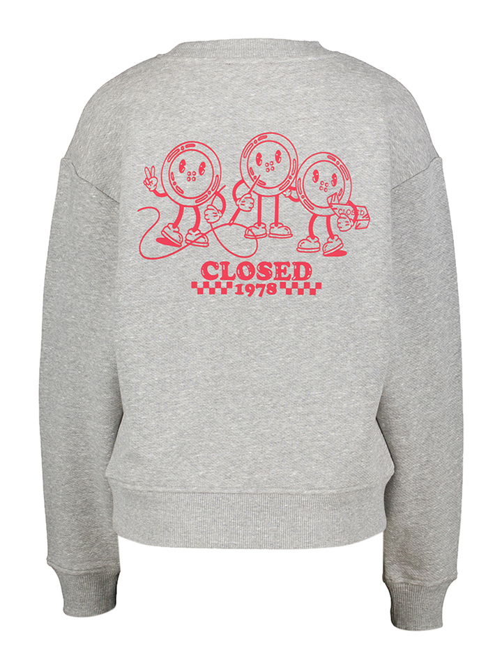 Grijze katoenen sweater met rode opdruk Closed