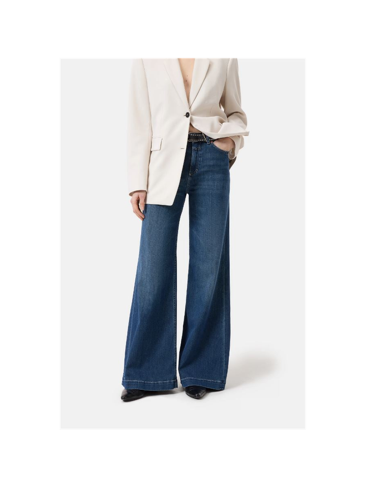 Blauwe wide leg jeans met hoge taille Glow Up Closed