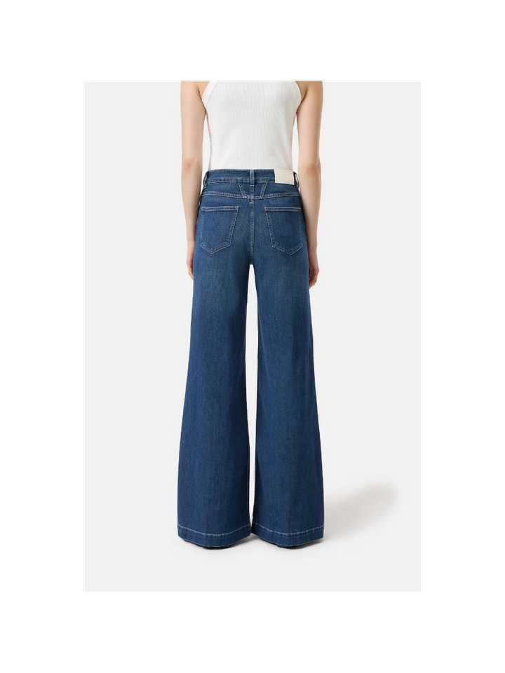 Blauwe wide leg jeans met hoge taille Glow Up Closed