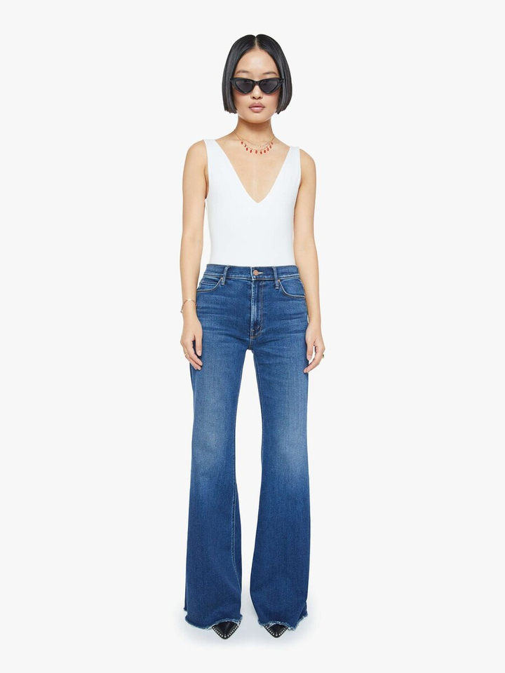 Jeansblauwe bootcut Lil Doozy Fray Mother 