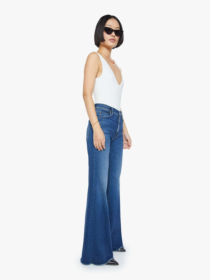 Jeansblauwe bootcut Lil Doozy Fray Mother 