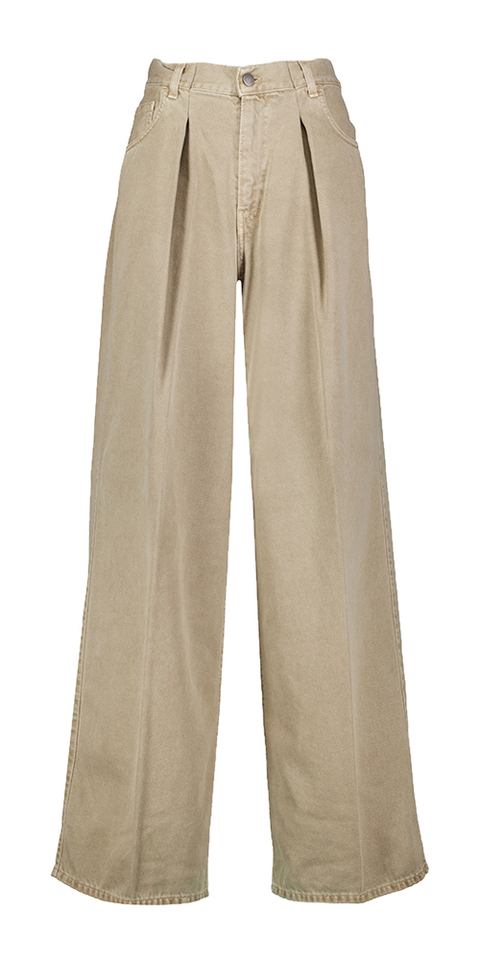 Beige wijde loose fit jeans met bandplooi Cady Soft Ecru Haikure 