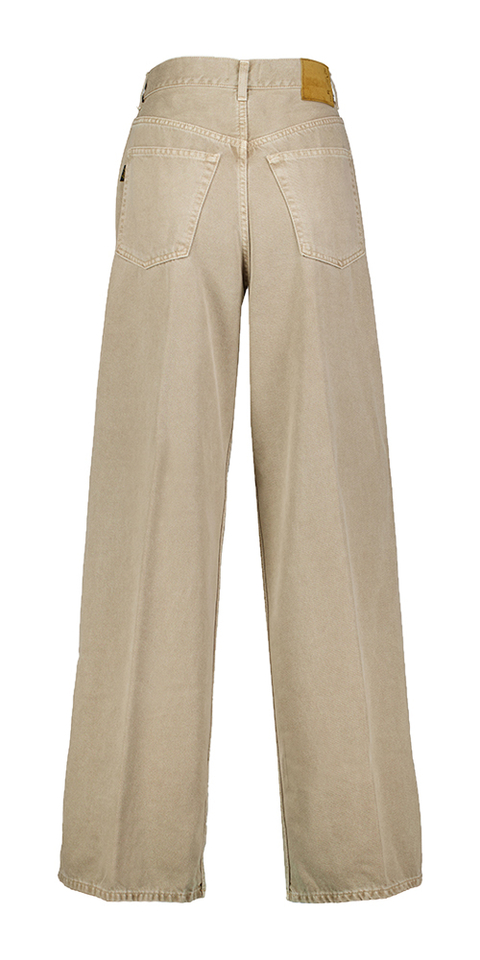 Beige wijde loose fit jeans met bandplooi Cady Soft Ecru Haikure 