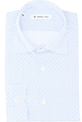 Manuel Ritz Wit katoenen hemd (slim fit) met blauwe print en lange mouwen