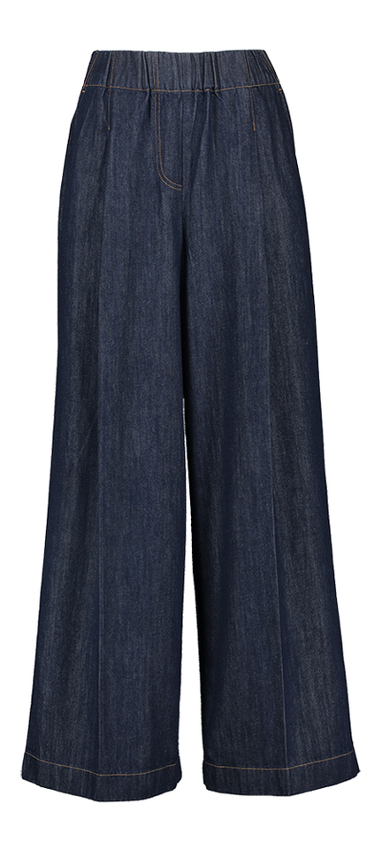 Blauwe wijde jeans met elastiek en hoge taille Semicouture 