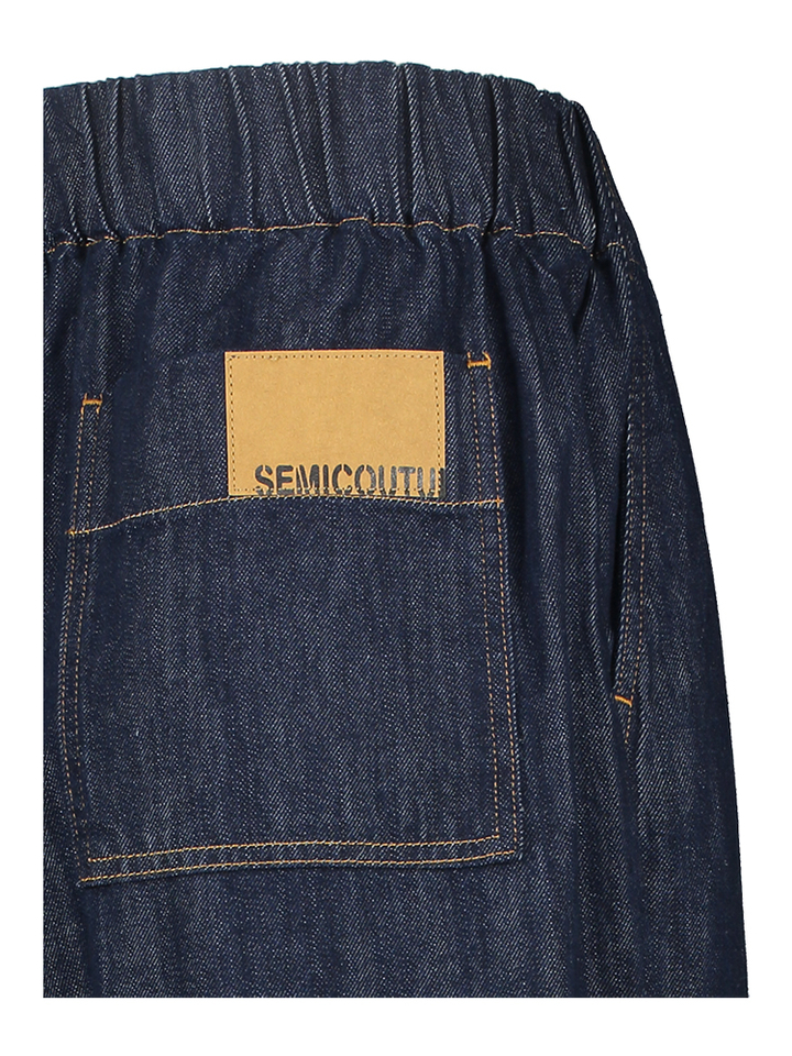 Blauwe wijde jeans met elastiek en hoge taille Semicouture 