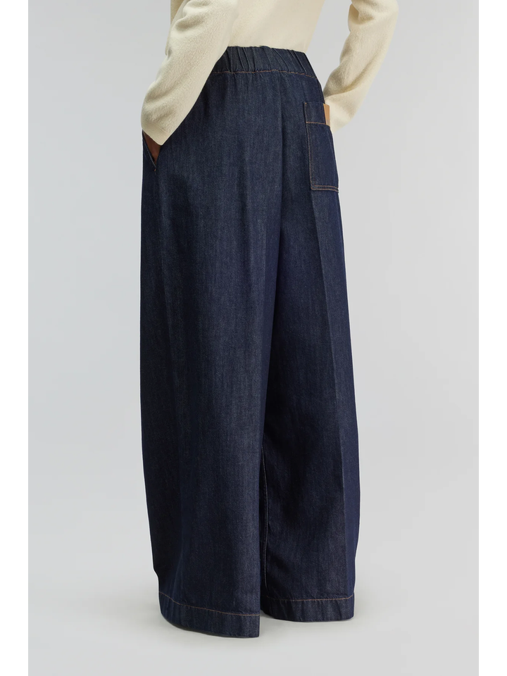 Blauwe wijde jeans met elastiek en hoge taille Semicouture 