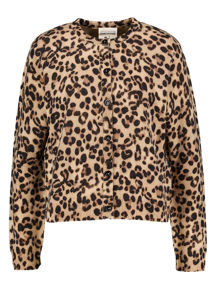 Gilet in dierenprint in fijne wol Semicouture 