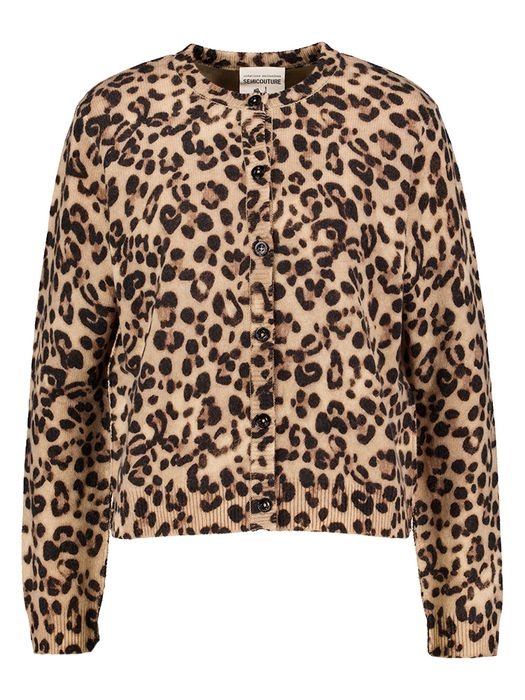 Gilet in dierenprint in fijne wol Semicouture