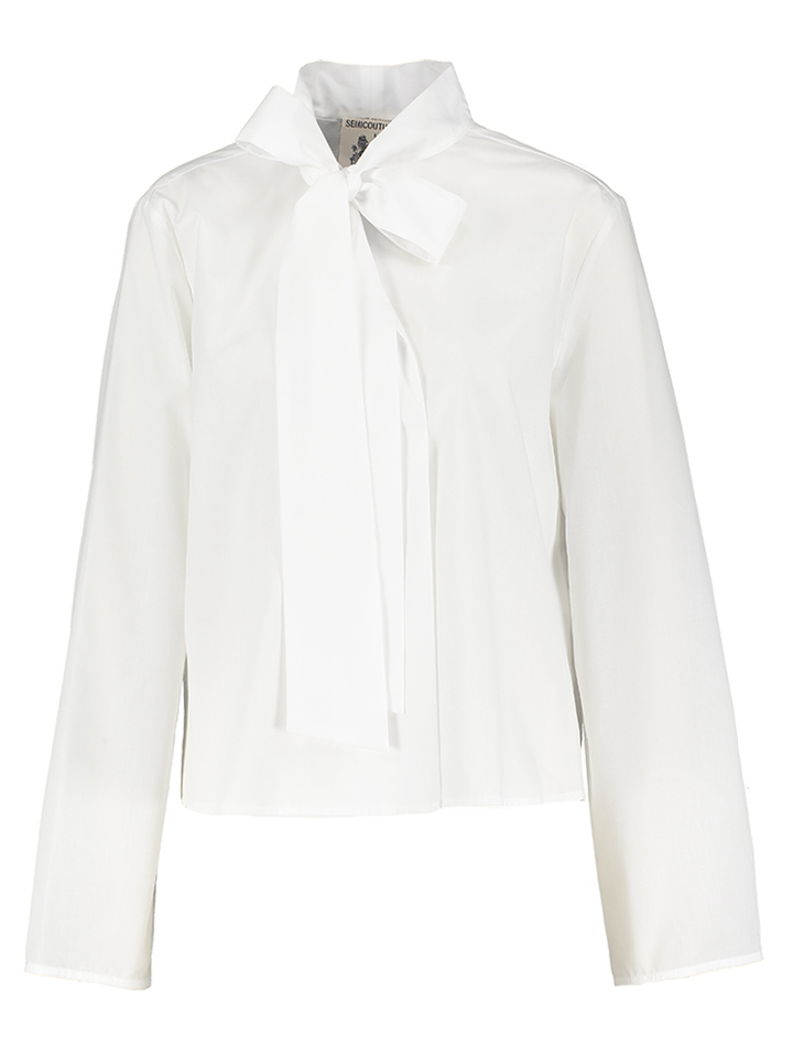 Witte bloes met plissee op de rug Semicouture 