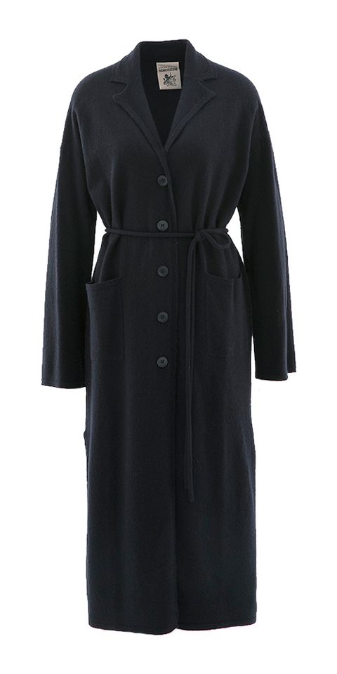 Donkerblauwe lange wollen cardigan Semicouture