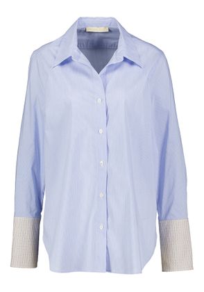 Vanessa Bruno Blauw en wit gestreepte katoenen blouse met detail aan de mouwen Esti